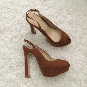 Zara Peep-Toe Platform Heels